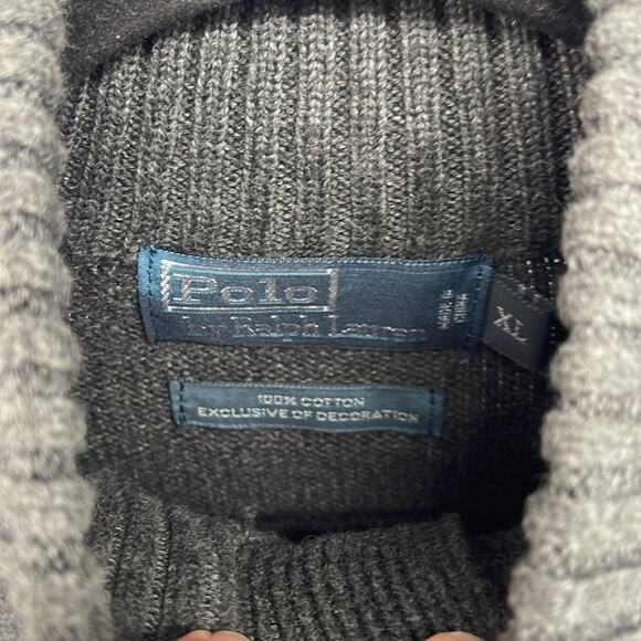 Polo Ralph Lauren 100% cotton mock neck 1/4 button up heavy weight knit sweater - Picture 5 of 6